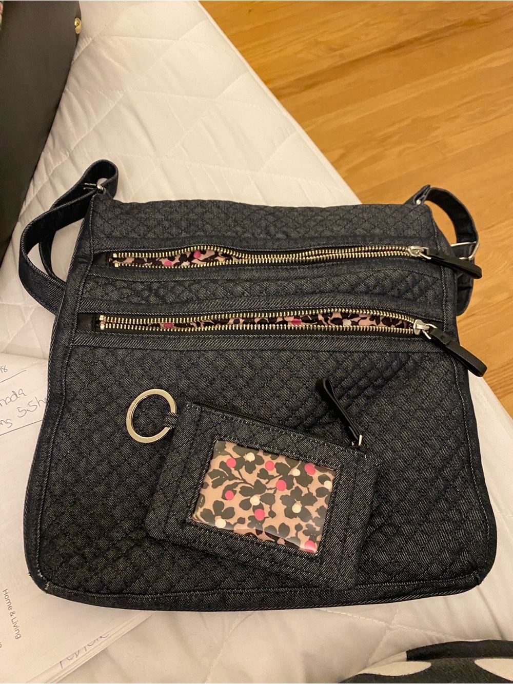 Vera Bradley black quilted crossbody or shoulder bag with matching wallet